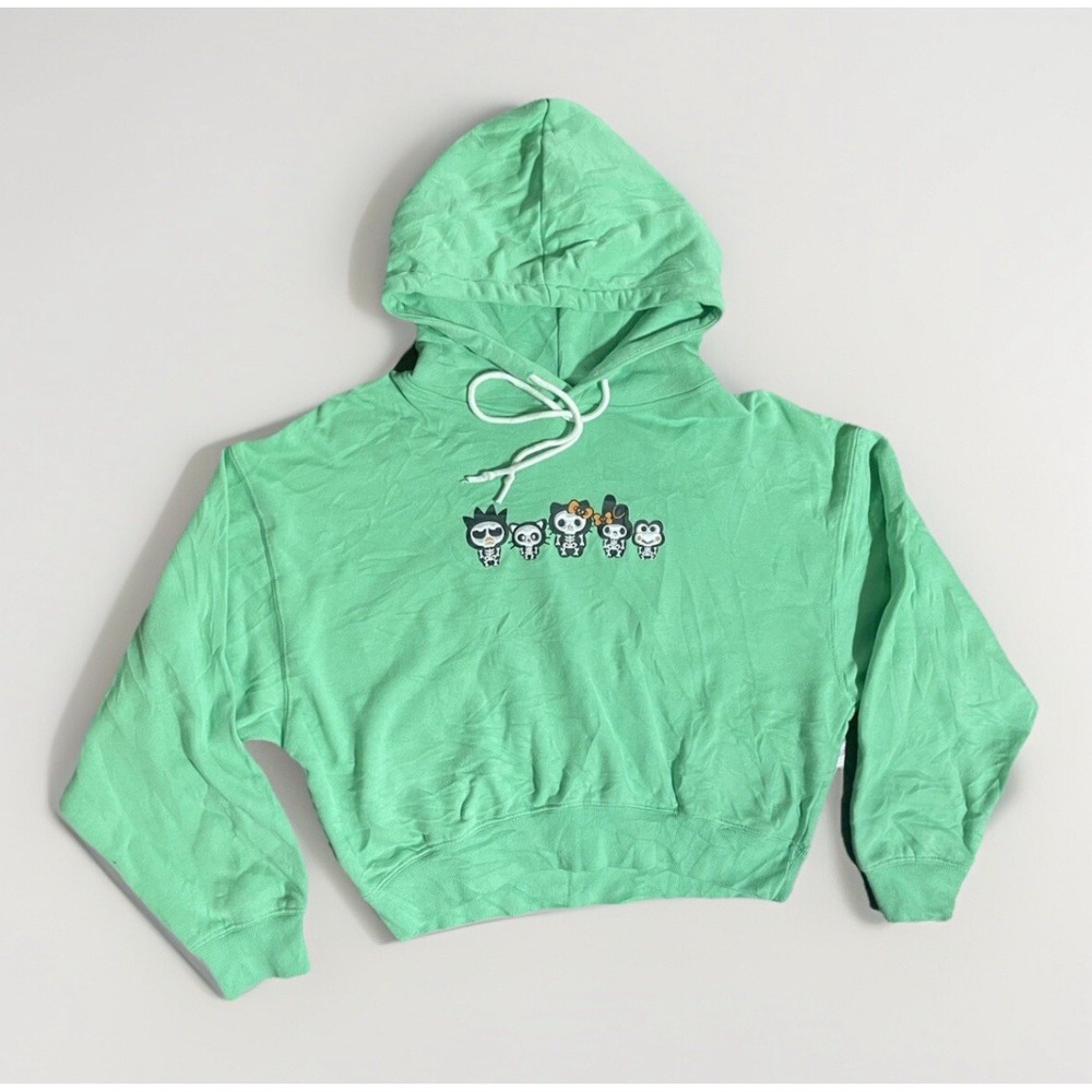 Hello Kitty And Friends Green Cropped Pullover Hoodie Halloween Small